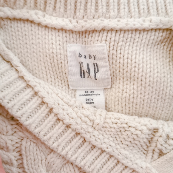Baby Gap - Cream Cable Knit Sweater Romper for Baby Boy - 18-24 months - Picture 4 of 5